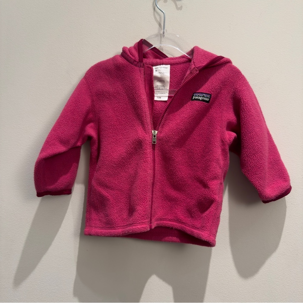 Patagonia - Pink Fleece Hoodie Zipper Jacket Size 12 Months Kids